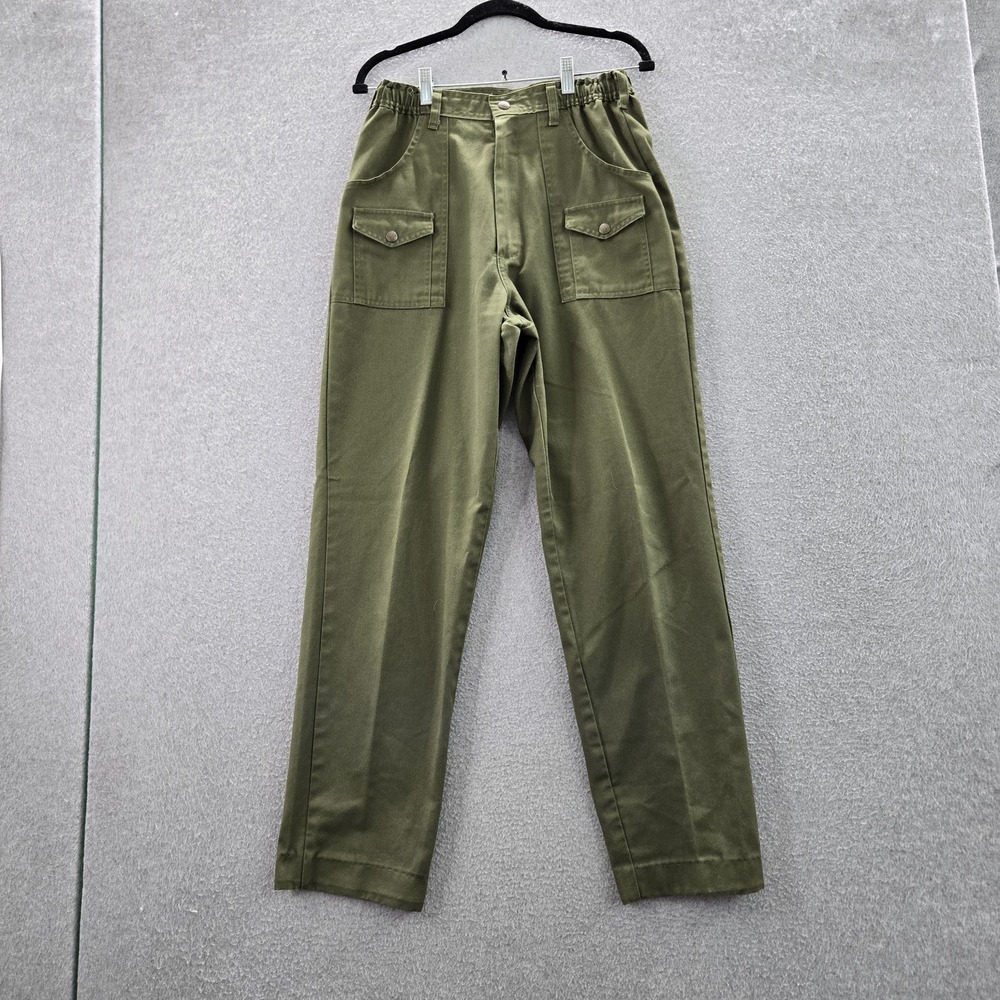Boy Scouts Of America Boy  Pants 10 Green Cargo Twill Uniform Button
